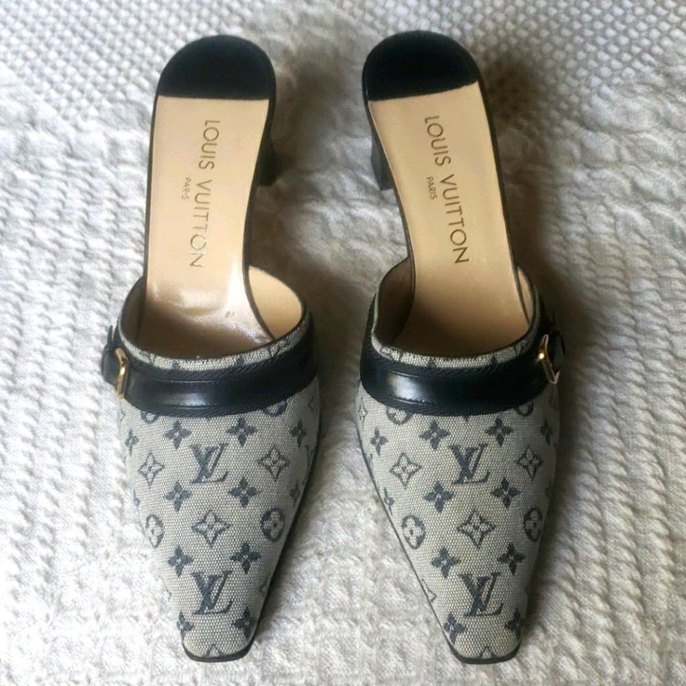 Vintage Louis Vuitton Signature Fabric Mules